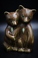 Glazed ceramic figure of 2 bears, design Knud Basse. Height:16,5cm.