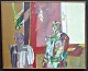 Nielsen, Hans 
Helge (1942-) 
Denmark: Two 
figures. Oil on 
canvas. Signed 
1974. 80 x 101 
cm. Verso ...