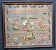 Name cloth, 1888, Denmark. Performed by Emmy Petersen. 53 x 60 cm.Framed.Great condition!