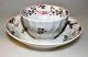 Chinese family rose cup with saucer, 19th century. Curved Rococo. Hand-painted decorations with ...