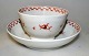 Chinese cup 
with saucer, 
19th century. 
Hand-painted 
decorations 
with geometric 
patterns and 
red ...