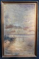 Moser, 
Christian (1838 
- 1894) 
Holland: River 
landscape. 
Evening. Oil on 
canvas. Signed: 
Ch. ...