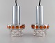 Raak, Holland. 
Two ceiling 
pendants in 
chromed metal 
and art glass. 
1970s.
Measures: 24.5 
x 15 ...