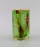 Daum Nancy, France. Light green art nouveau vase in hand-painted mouth-blown art glass. Flowers ...