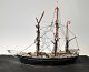 Antique hand-built sailing ship, 19th century Denmark. Mounted on pedestal. L .: 34.5 cm. W .: ...