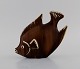 Gunnar Nylund (1904-1997) for Rörstrand. Fish in glazed ceramics. Beautiful glaze in brown ...
