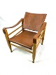 Aage Bruun & Søn: Beech wood safari chair with leather in the back and seat from the 1960s. ...