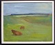 Danish artist (20th century): Cows in a field. Oil on canvas. Verso: label with the signature ...