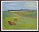 Danish artist 
(20th century): 
Cows in a 
field. Oil on 
canvas. Verso: 
label with the 
signature ...