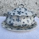English faience, Furnivals Limited, Large tureen with saucer, 35cm wide, 20.5cm high * With a ...