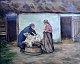 Henriksen, William M. (1880-1964) Denmark: The sheep are cut. Vejby Mark. Oil on canvas. Signed. ...
