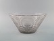 René Lalique art deco bowl in clear mouth blown art glass with incised flowers. 
Mid-20th century.
