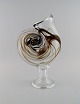 Michael Bang for Holmegaard. Large rare vase in mouth blown art glass shaped like snail shell. ...