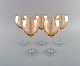 Scandinavian glass artist. Five large red wine glasses in art glass. 1980s.
