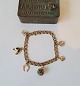 Vintage Bismarck bracelet in 8 kt gold with six charms in 14 kt Bracelets are stamped SAV - ...