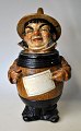 Antique painted tobacco jar in plaster, 19th century Germany. Hand painted. Shaped like a man in ...