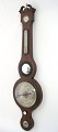 Antique English wheel barometer by P. Gobbi & Son, Stroud. With 4 silver plated discs and convex ...