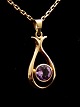 8 carat gold necklace 48 cm. with amethyst pendant 1.2 x 2.2 cm. from jeweler J. Aagaard ...