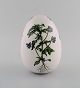 Porcelain egg. Hand-painted flowers, gold and pink decoration. Flora Danica style. Dated ...