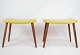 This vintage 
stool with its 
yellow fabric 
and teak legs 
is a charming 
example of 
Danish design 
...