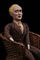 Old fun French Boudoir doll (gentleman) in fabric with painted papmache face. The doll has a ...