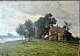 Soya-Jensen, Carl Martin (1860 - 1912) Denmark: A house by a canal. England. Oil on canvas / ...