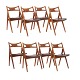 Hans J. Wegner, Denmark, set of eight Sawbuck Chairs CH 29, teak and leatherSigned Hans J. ...