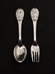 H C Andersen children spoon / fork 14.5 cm. "Tommeliden" nice no engravings silver item no. 485193