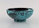 Svend Hammershøi for Kähler, Denmark. Bowl in glazed stoneware. Beautiful black-green double ...