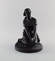 L. Hjorth, Denmark. Figure in black terracotta. Jeanne d'Arc.Model number 597. Approx. ...
