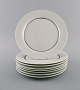 Tapio Wirkkala for Rosenthal. Eight rare Modulation lunch plates in porcelain 
with fluted rim. Platinum Detail. Classic and timeless design. 1960s.
