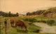 Peter Adolf Persson (1862-1914). Swedish painter. Oil on canvas. Grazing cows by a river bank. ...