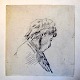 Tornøe, Wentzel (1844 - 1907) Denmark: Sketch - woman. Lead on paper. Verso stamped. 14.5 x 14 ...