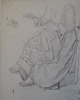 Tornøe, Wentzel 
(1844 - 1907) 
Denmark: Sketch 
- an Italian 
woman sews. 
Lead on paper. 
Verso ...