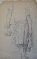 Tornøe, Wentzel (1844 - 1907) Denmark: Sketch - a girl with a doll. Lead on paper. Verso ...
