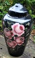 Large glass lid 
jar with back 
glass painting, 
20th century 
Germany. 
Interior 
decorated with 
...
