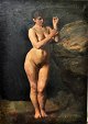 Danish artist 
(19th century): 
A female model 
by a rock. Oil 
on canvas. 
Unsigned. 74 x 
53 ...