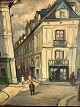 City motif by 
Knud Petersen 
Svendsberg 
(1889-1976) oil 
painting on 
canvas.
Signed KP, on 
the ...