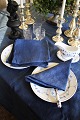 6 pieces. old french damask woven linen napkins in fine blue color with checkered pattern. ...