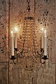 Fine, old prism chandelier only for candles from around 1900, decorated with lots of fine ...