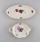 Royal Copenhagen Saxon Flower. Two dishes in hand-painted porcelain with flowers 
and gold decoration. 1940s.
