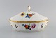 Royal Copenhagen Saxon Flower lidded tureen in hand-painted porcelain. Flowers 
and gold decoration. Model number 493/1702. Early 20th century.
