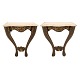 Pair of partly gilt Rococostyle console table with imitated marble wooden topsDenmark circa ...