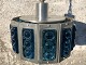 Lamp from the 1960s in aluminum and with blue glass. Diameter about 26 cm. A small insignificant ...