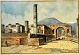 Gallo, Giovanni (20th Century) Italy: Pompei. Time of Giave. Watercolor. Signed. 13 x 19 ...