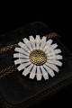 Georg Jensen Marguerite necklace in gold-plated sterling silver and white enamel. Flower ...