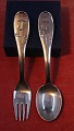 The Sandman or Ole-Luk-Oie children's cutlery of Danish silver. Set spoon & fork