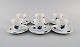 Bjørn Wiinblad for Rosenthal. Six Romanze Blue Flower mocha cups with saucers. 
1960s.
