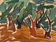B. Stålfors, Swedish artist. Oil on canvas. Modernist forest landscape. Dated 
1961.
