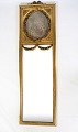 Louis Seize mirror with gilding / gold leaf with motif in the top from the year 1790s. A Mirror ...